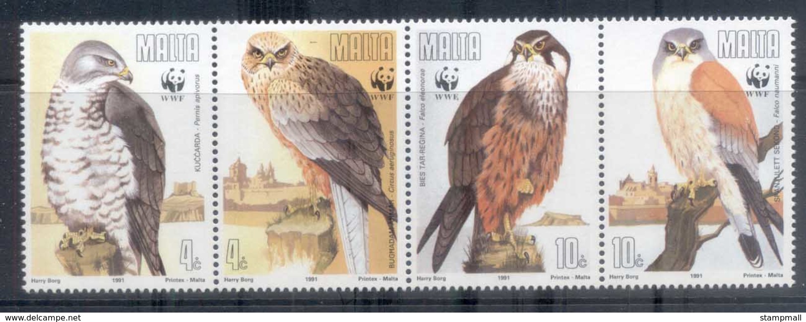Malta 1991 WWF Endangered Species, Birds Str4 MUH - Malta