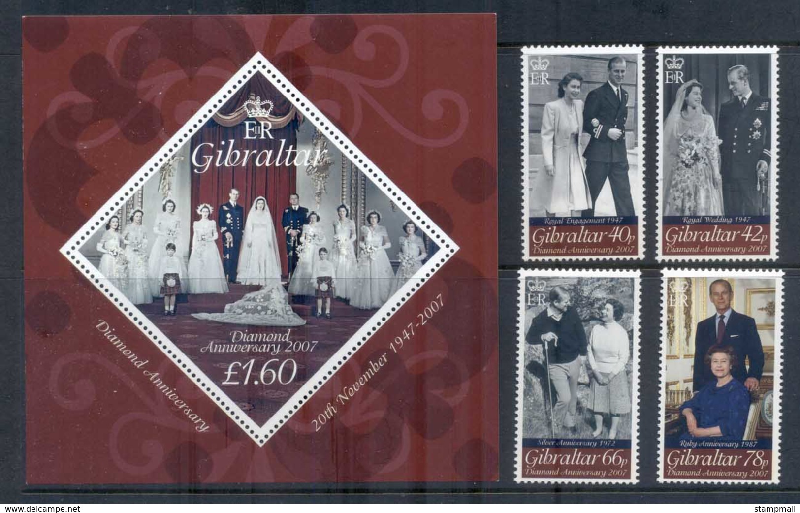 Gibraltar 2007 QEII & Prince Phillip 60th Wedding Anniv + MS MUH - Gibraltar