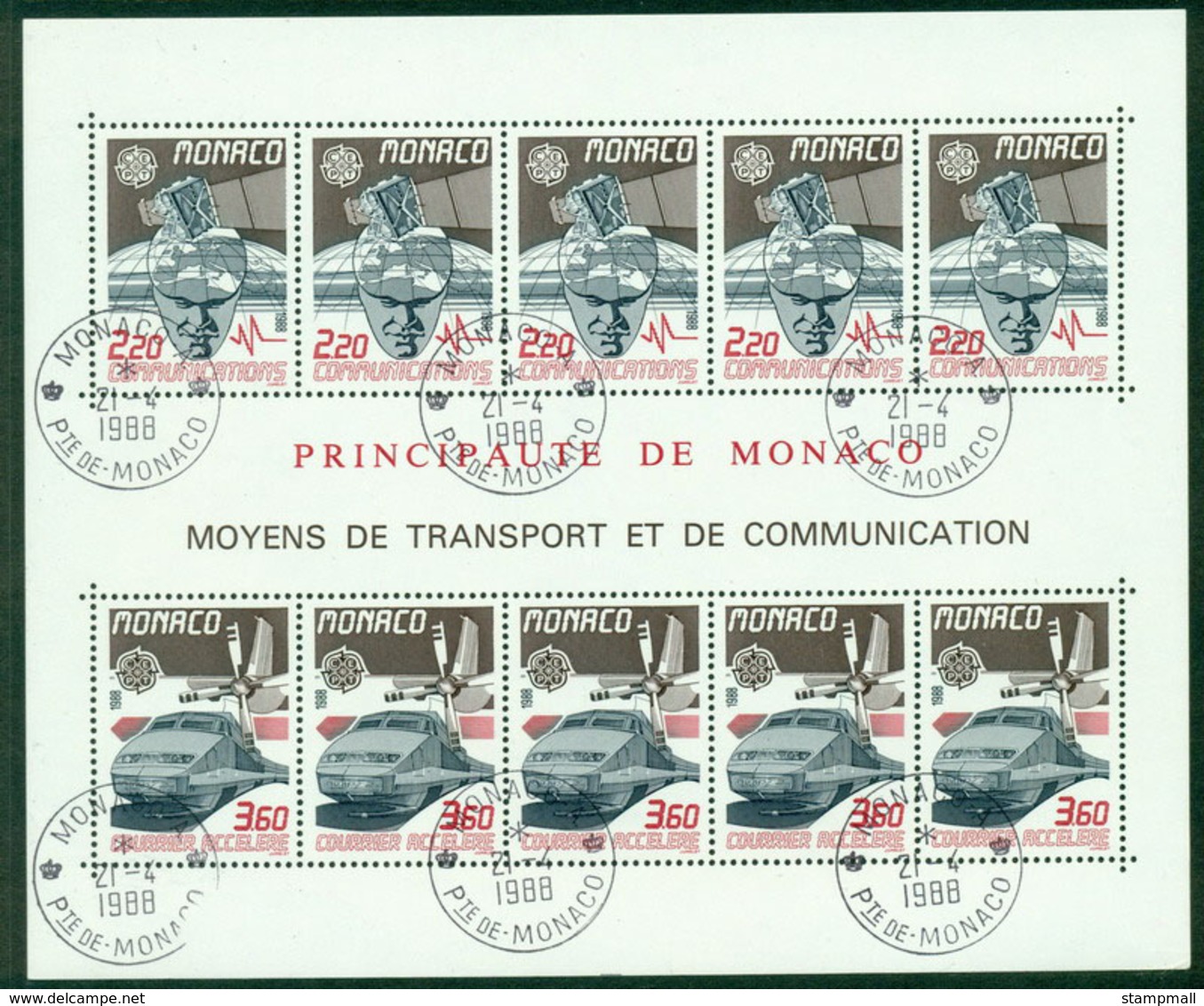 Monaco 1988 Europa MS FDI CTO Lot17611 - Other & Unclassified