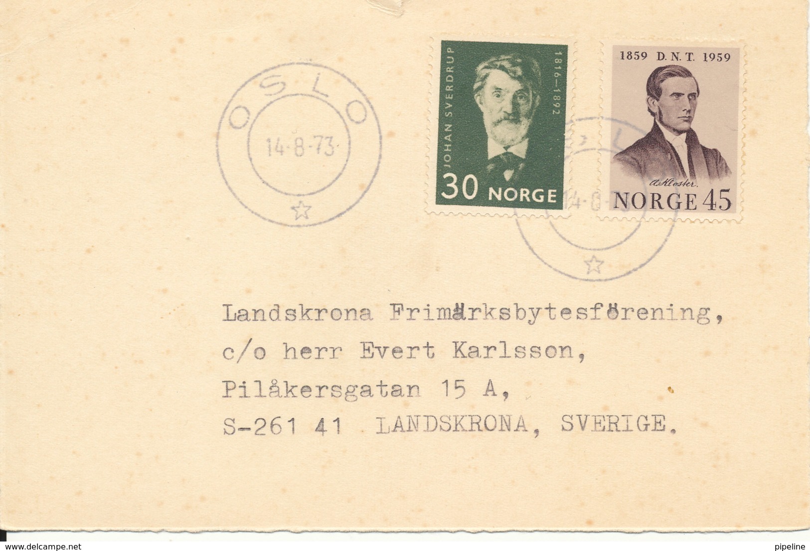 Norway Postcard Sent To Sweden Oslo 14-3-1973 - Covers & Documents