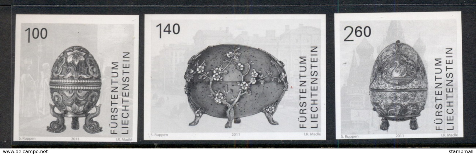 Liechtenstein 2011 Easter Eggs, Black Print IMPERF MUH - Unused Stamps