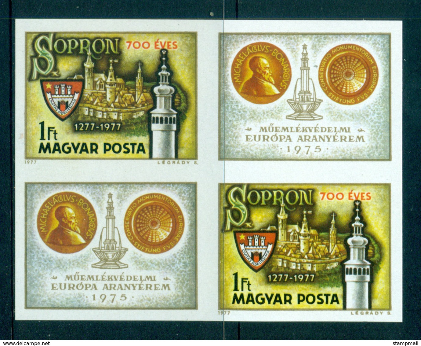 Hungary 1977 700th Anniv. Os Sopron IMPERF Blk MUH Lot58805 - Unused Stamps