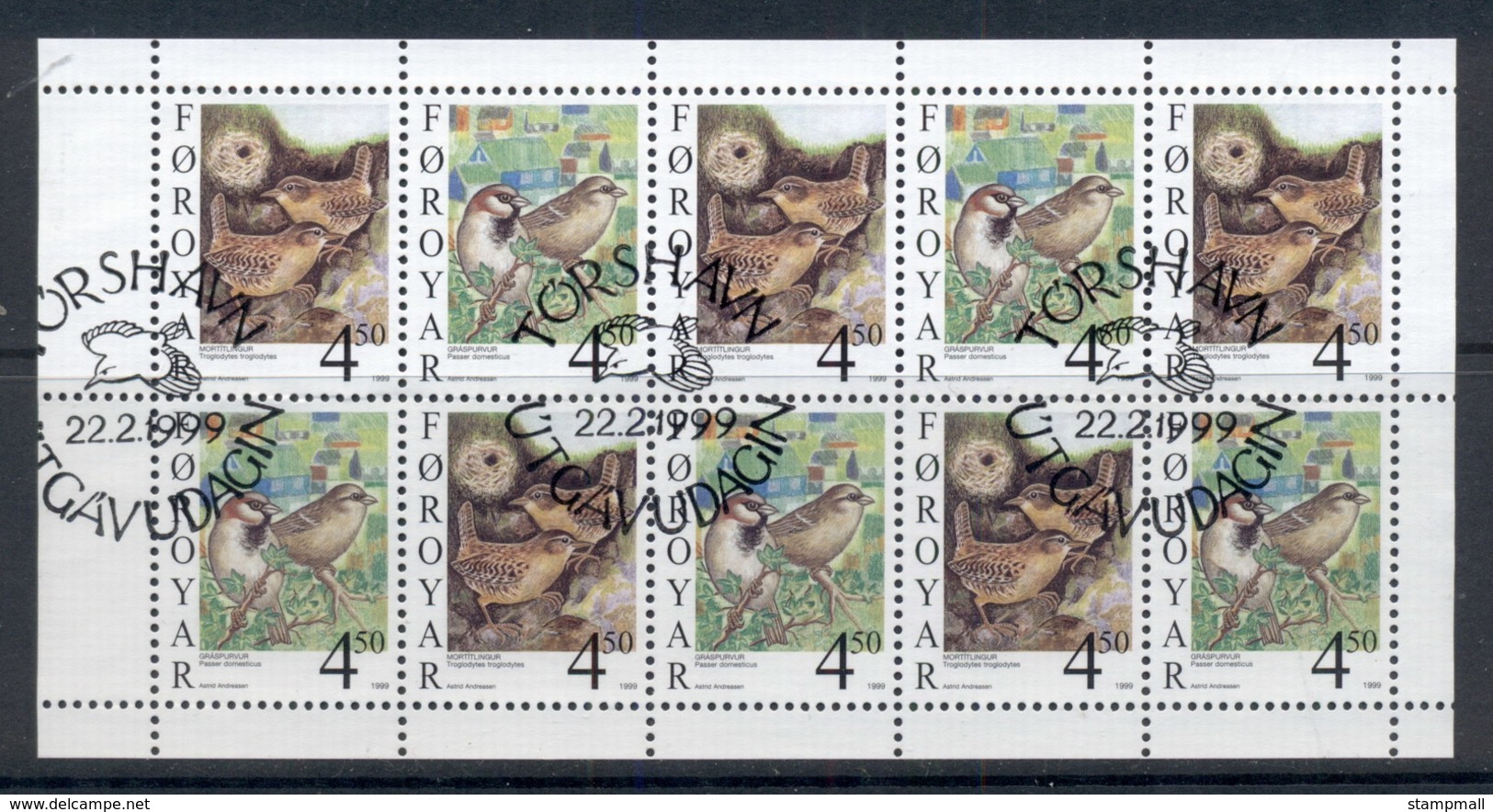 Faroe Is 1999 Birds Booklet Pane FU - Unused Stamps