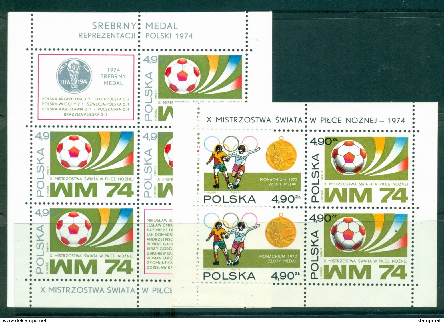 Poland 1974 World Cup Soccer 2x MS MUH Lot35641 - Unused Stamps