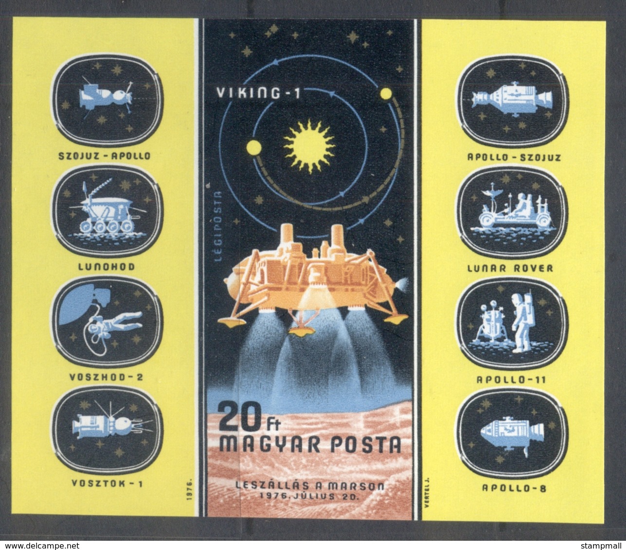Hungary 1975 Apollo-Soyuz Joint Russia/USA Space Project IMPERF MS MUH - Unused Stamps