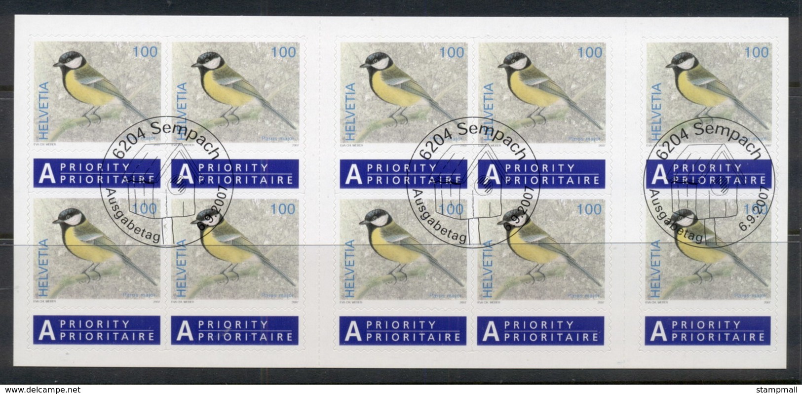 Switzerland 2007 Birds 100c Booklet CTO - Unused Stamps