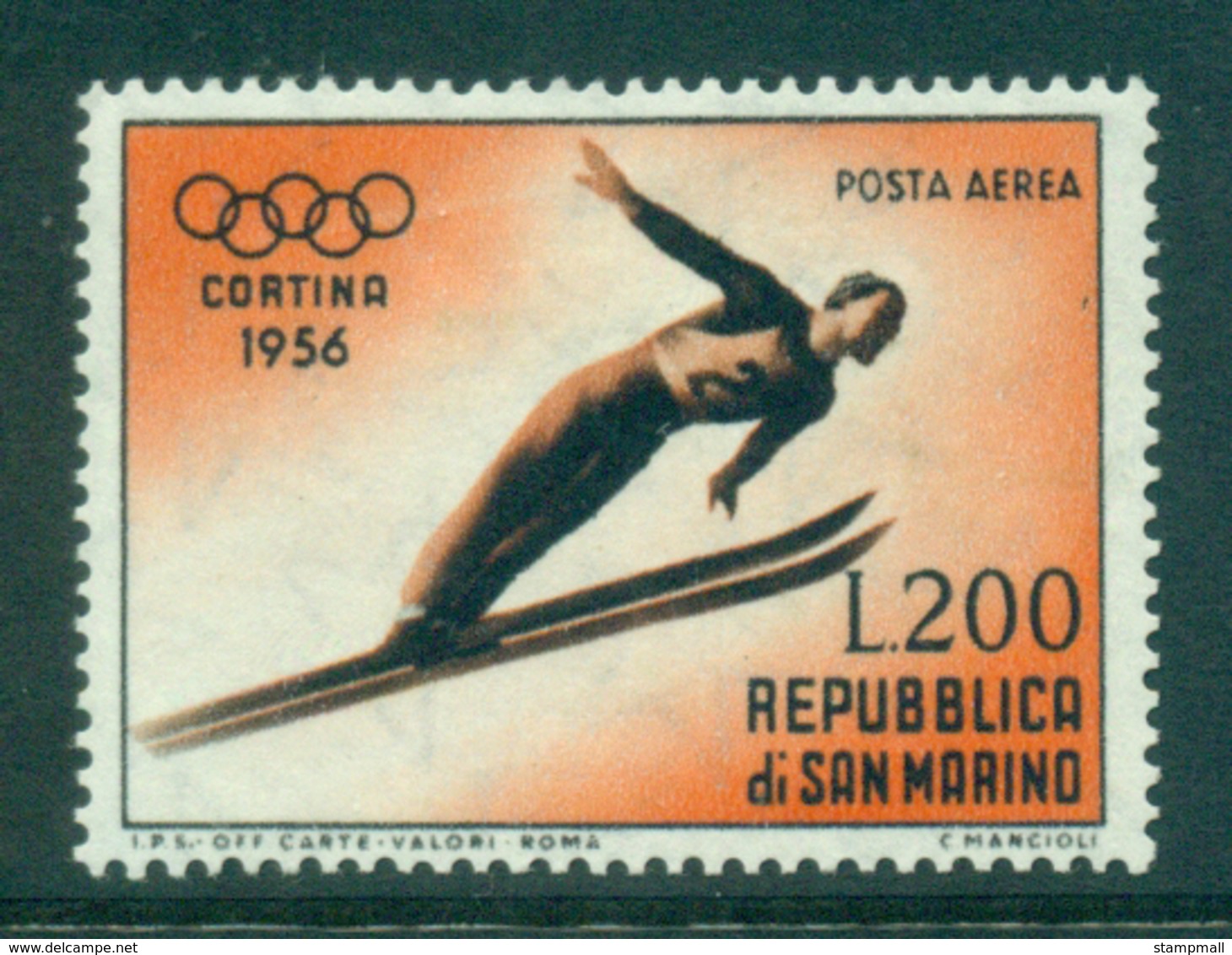 San Marino 1955 Ski Jumper MLH Lot40312 - Unused Stamps