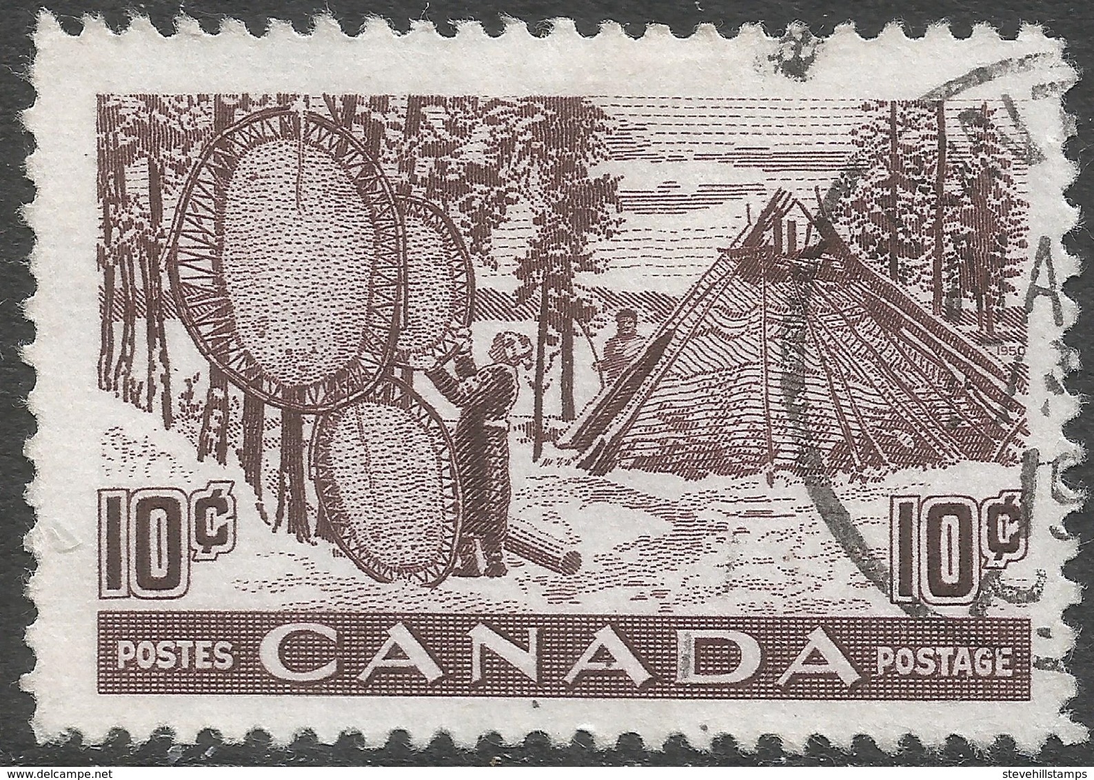 Canada. 1950 Drying Furs. 10c Used. SG 432 - Used Stamps