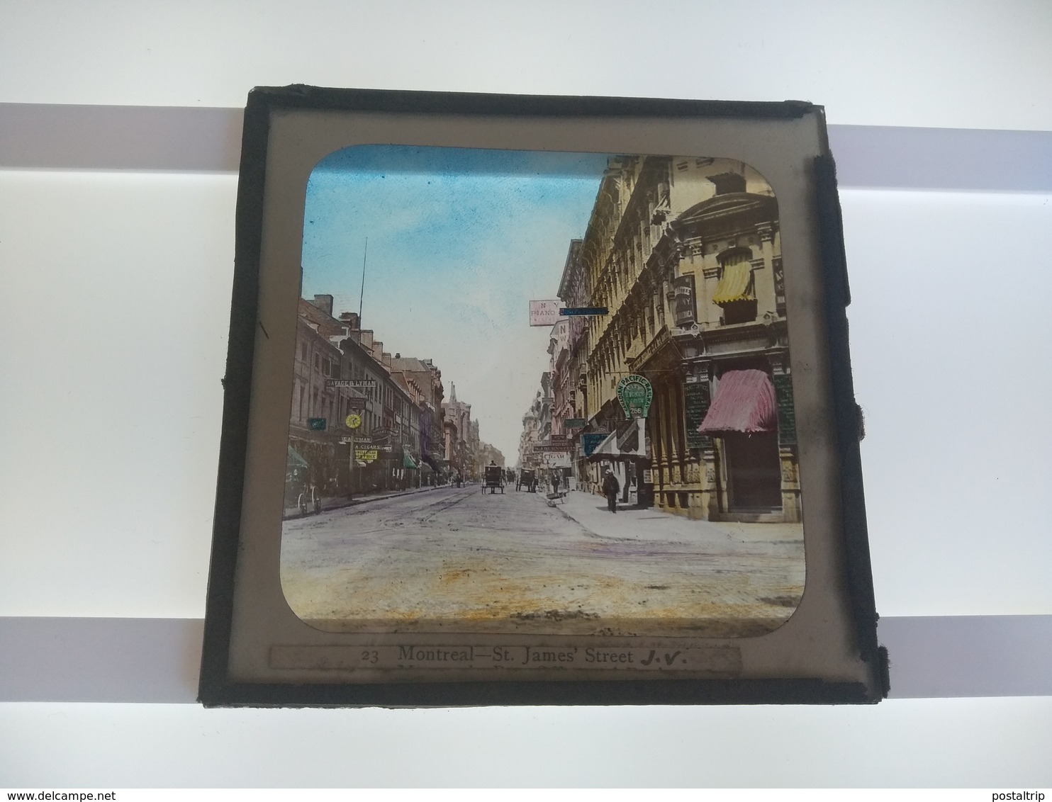 MONTREAL ST JAMES STREET  CANADA   Plaque De Verre GLASS SLIDE CIRCA EARLY 1900 - Diapositivas De Vidrio