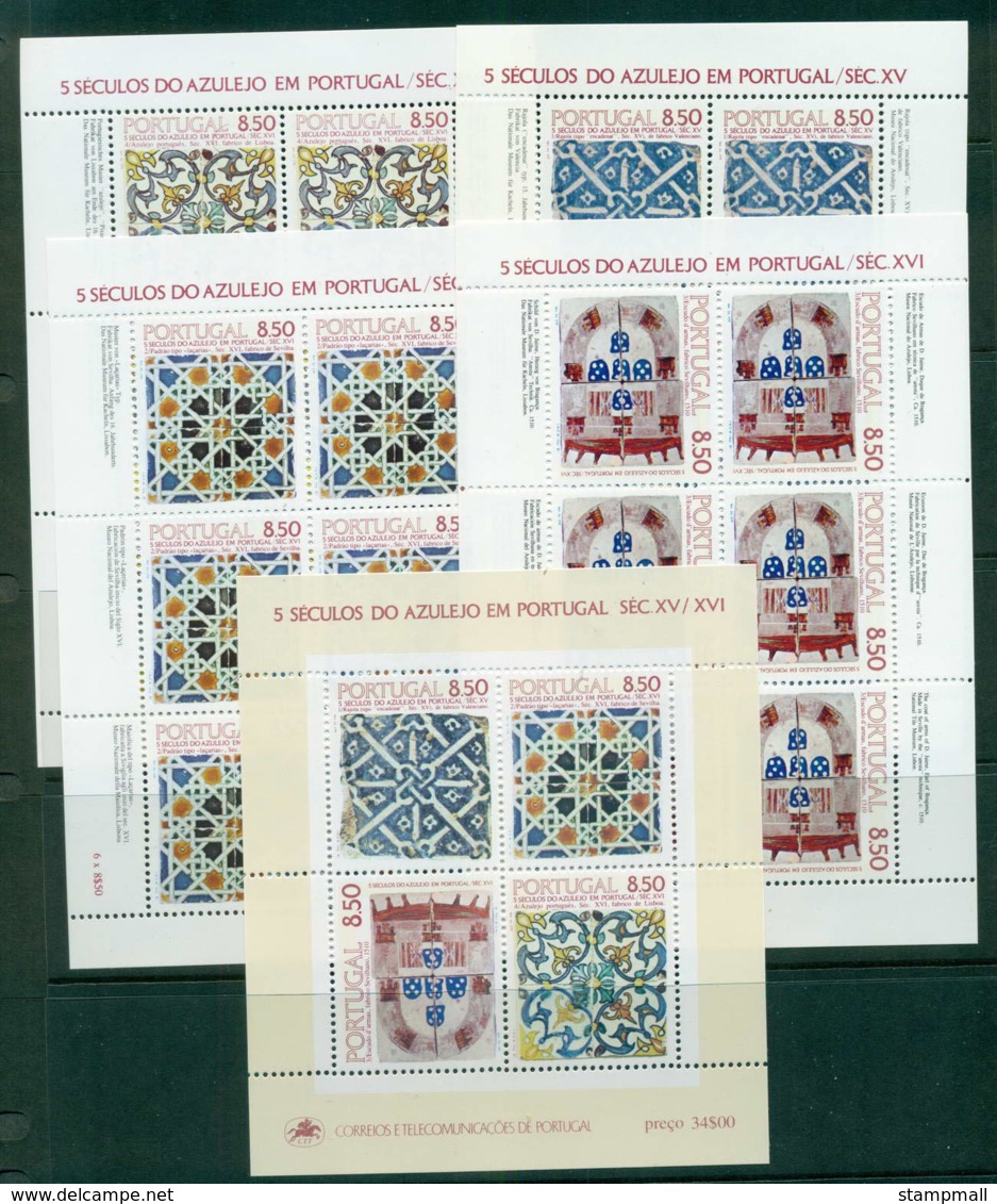 Portugal 1981 Tiles 15th Century 5x MS MUH Lot57489 - Unused Stamps