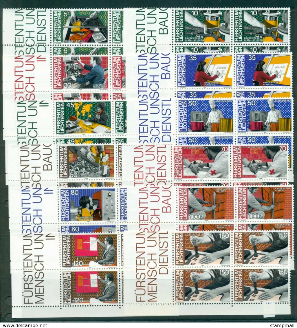 Liechtenstein 1984 Industries & Occupations Cnr Blocks 2 (12) MUH Lot32215 - Unused Stamps