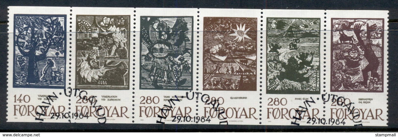 Faroe Is 1984 Fairy Tale Illustrations Booklet Pane FU - Unused Stamps