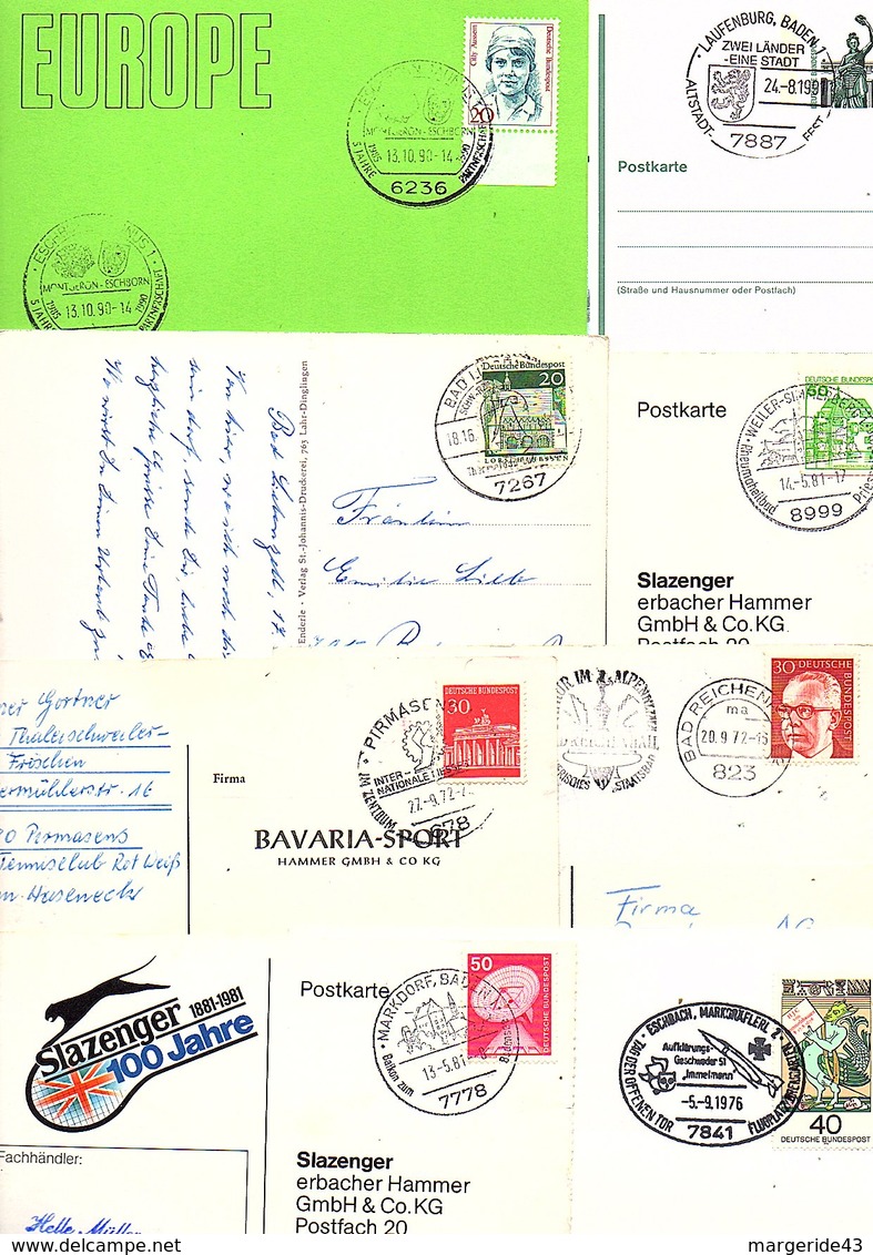 ALLEMAGNE RFA MARCOPHILIE LOT D'OBLITERATIONS COMMEMORATIVES SUR CARTES  POIDS 95 GRAMMES - Vrac (max 999 Timbres)