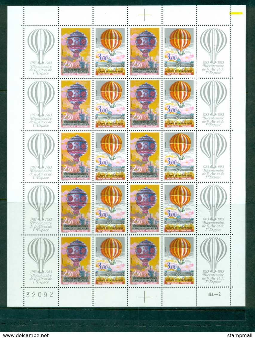 France 1983 Manned Flight Bicentenary Sheet MUH Lot57333 - Other & Unclassified