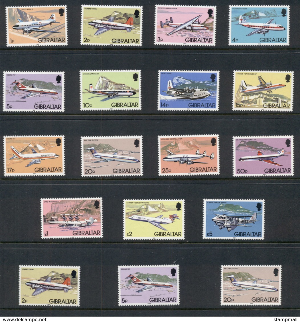 Gibraltar 1982 Pictorials, Airplanes + Dates MUH - Gibraltar