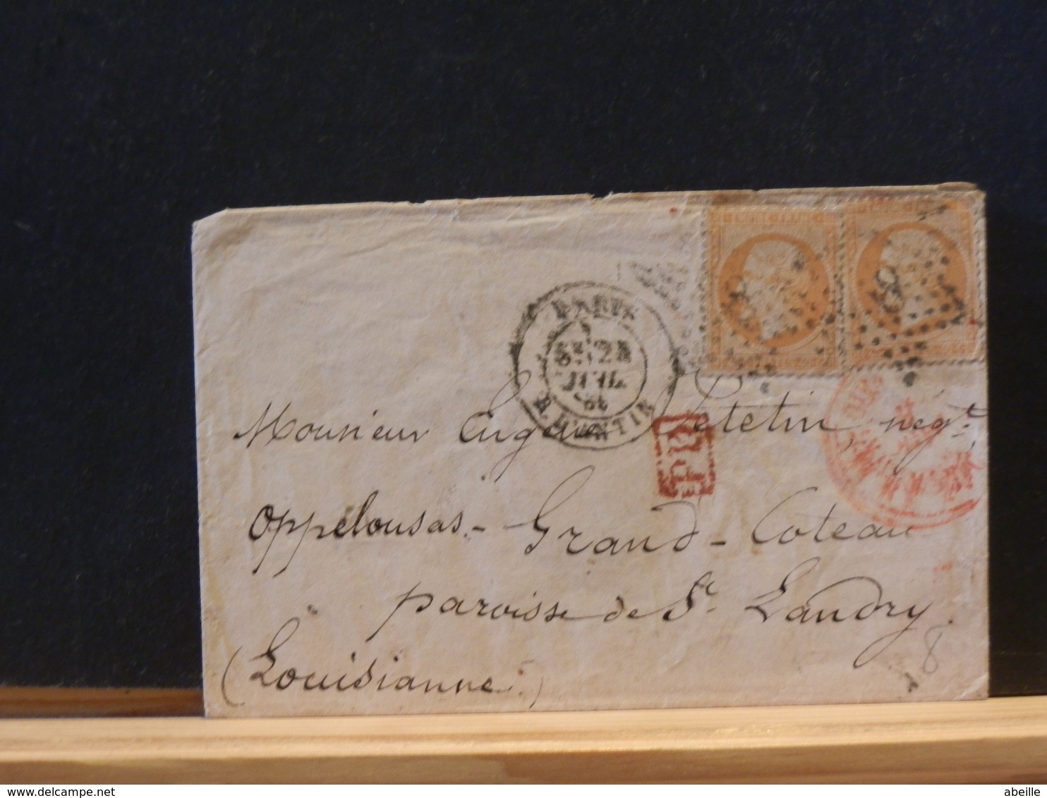 82/830   LETTRE   PARIS   ETOILE NR. 8 RUE D'ANTIN   TIMBRES PAIRE  NR. 23 POUR LOUISIANNE - 1849-1876: Klassieke Periode