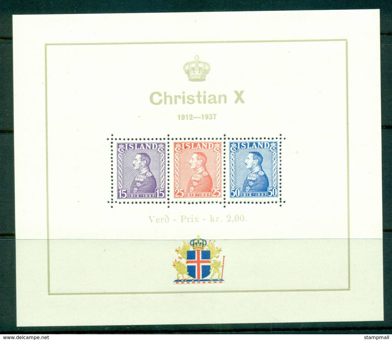 Iceland 1937 Christian X Anniv. MS MUH Lot57404 - Unused Stamps