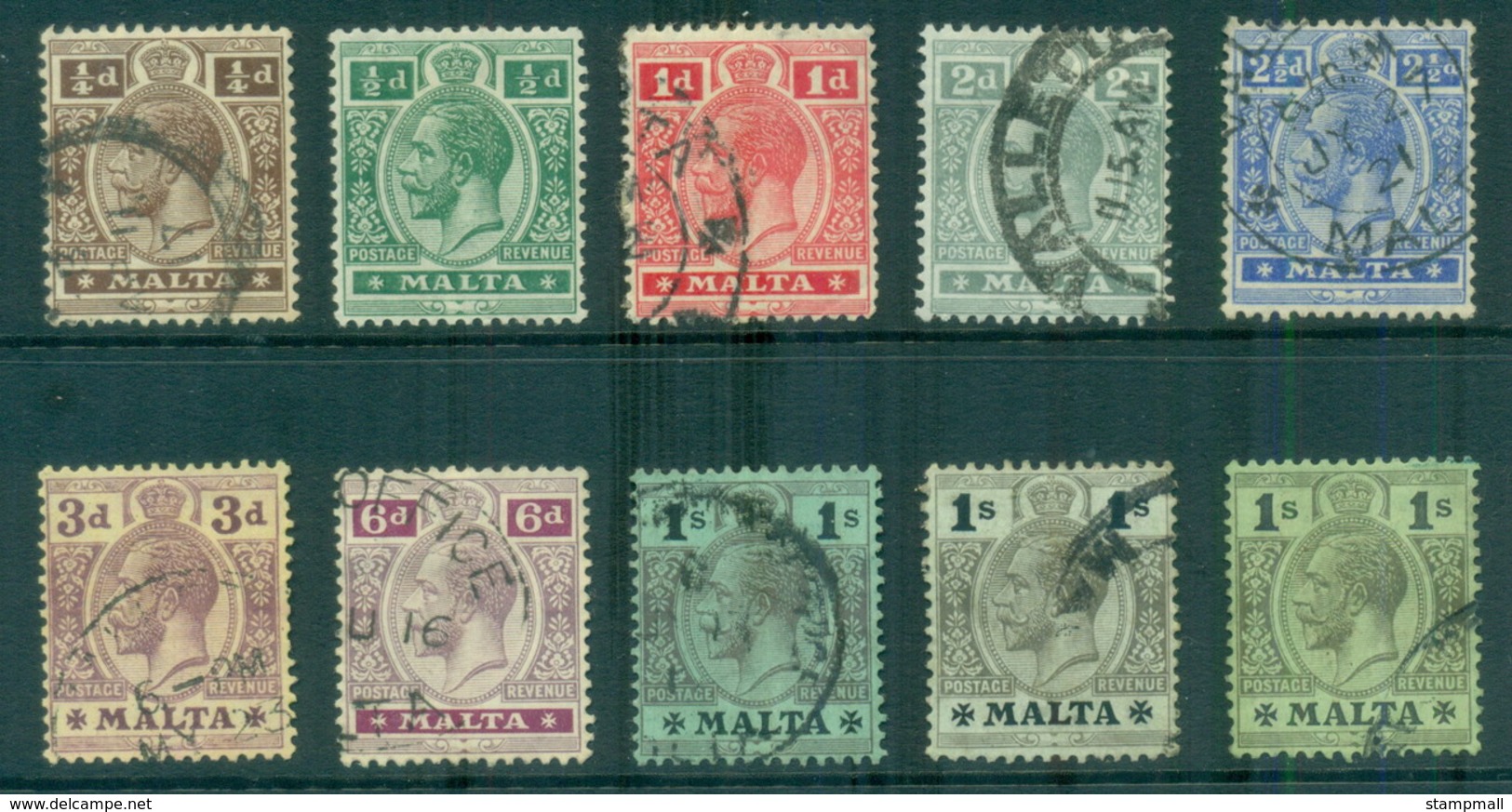 Malta 1914-21 KGV King George V Asst FU - Malta