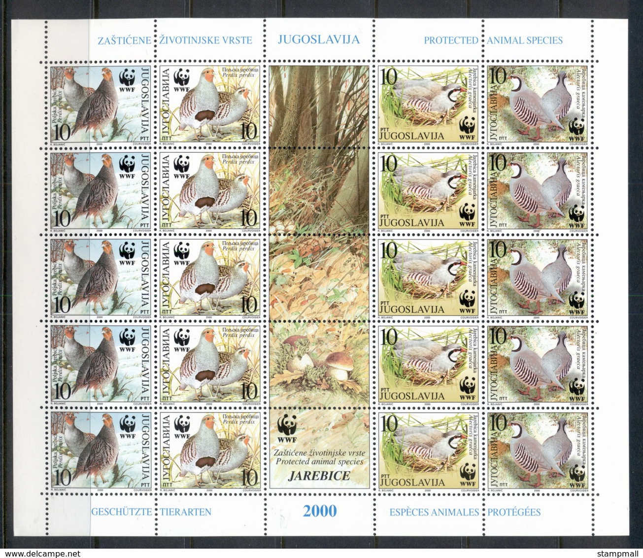 Yugoslavia 2000 WWF Partridges Sheetlet MUH - Other & Unclassified