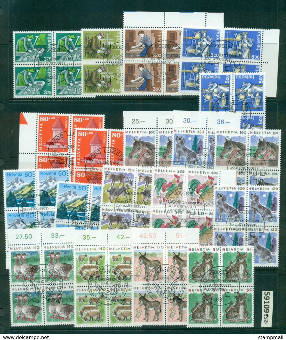 Switzerland 1980s'on Assorted CTO Blocks Lot59109 - Unused Stamps