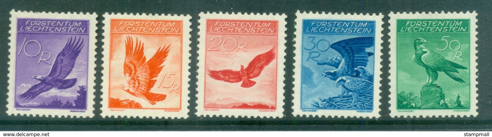 Liechtenstein 1934-35 Birds, Eagle MLH - Unused Stamps