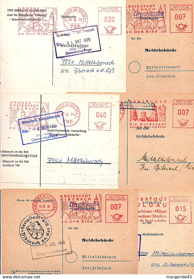 ALLEMAGNE RFA MARCOPHILIE LOT DE EMA A DIVERS TARIFS SUR CARTES  POIDS 100 GRAMMES - Vrac (max 999 Timbres)