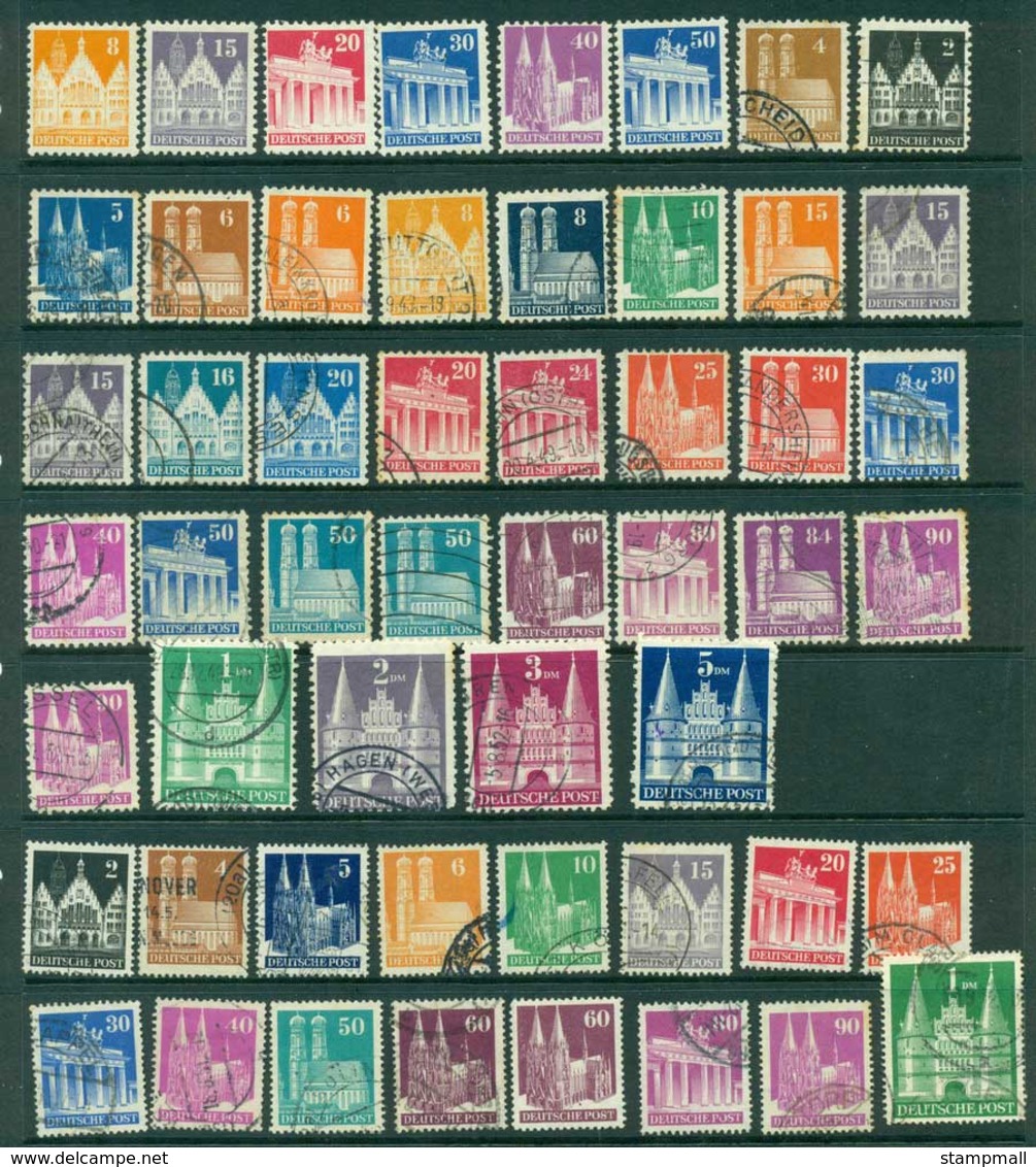 Germany 1948-51 Buildings Asst To 5m Inc Perf Vars MH/FU (53)(lot22361) - Altri & Non Classificati