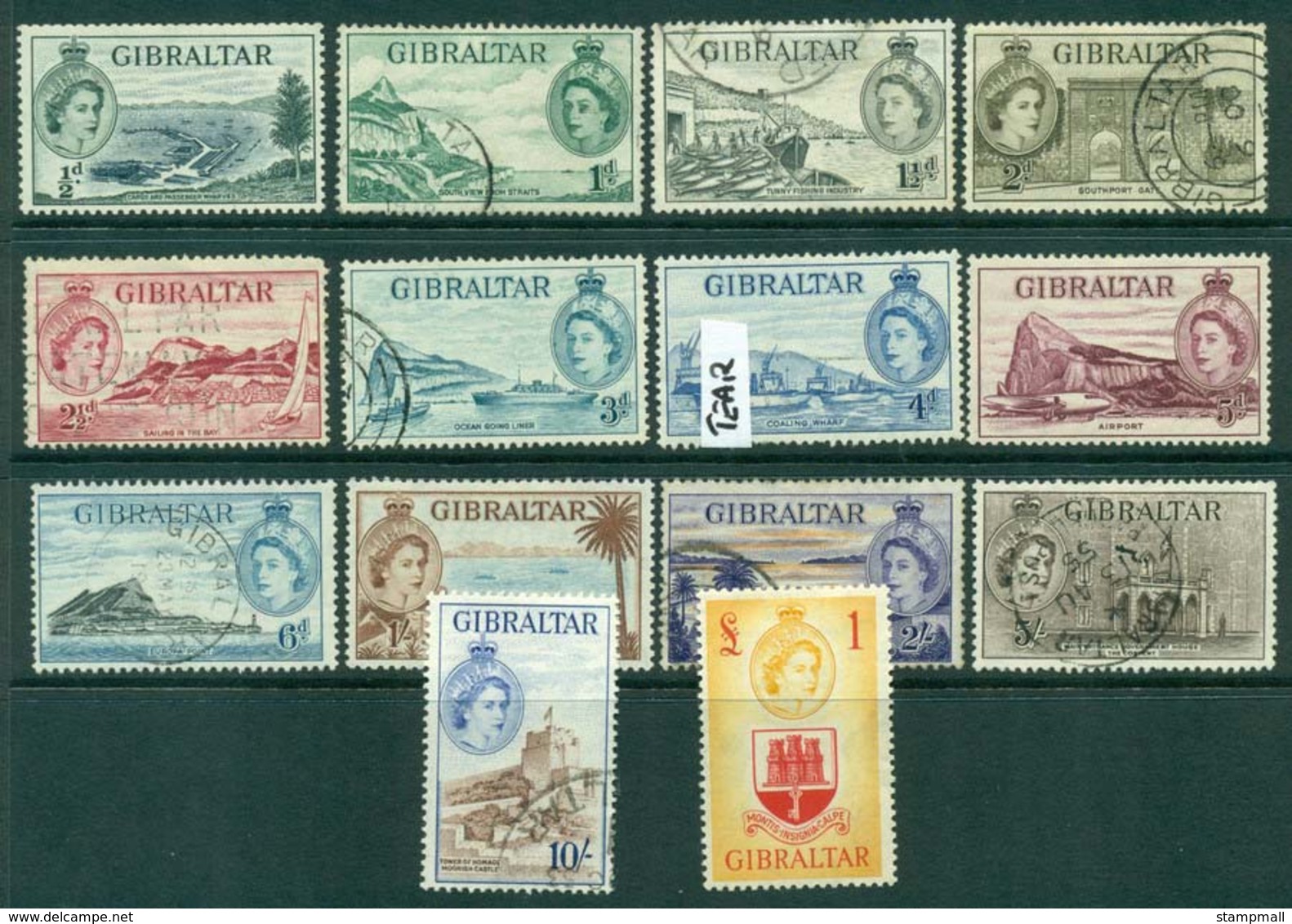 Gibraltar 1953 QEII Pictorials FU/MH Lot20644 - Gibraltar