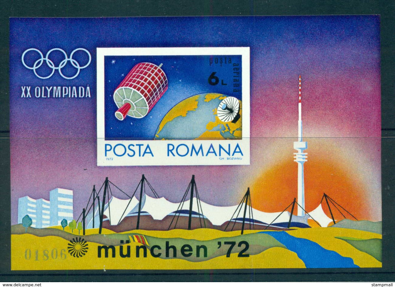 Romania 1972 Munich Olympics Satellite IMPERF MS MUH Lot57424 - Unused Stamps