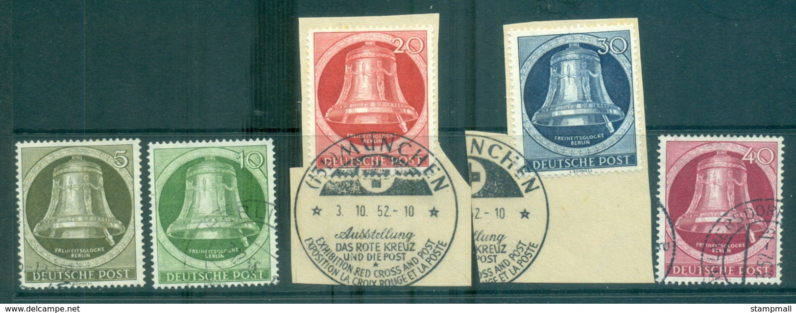 Germany Berlin 1951-52 Freedom Bell, Clapper Right, 20,30pf On Piece FU Lot70438 - Other & Unclassified