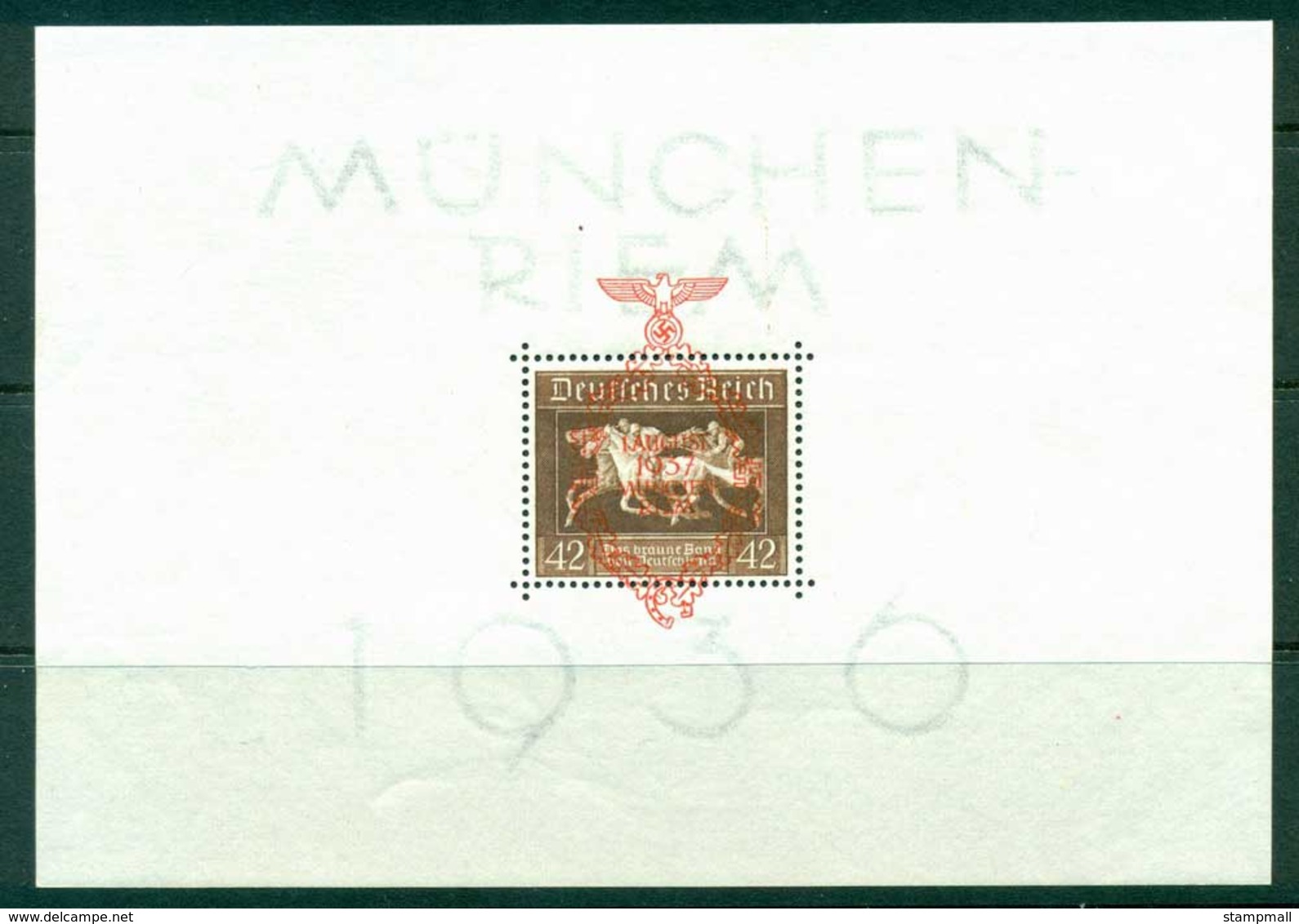 Germany Reich 1937 Brown Ribbon Horse Race Opt MS MUH Lot26684 - Other & Unclassified