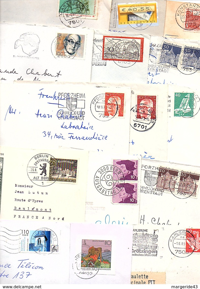 ALLEMAGNE RFA MARCOPHILIE LOT DE LETTRES POUR L'ETRANGER  POIDS 300 GRAMMES - Alla Rinfusa (max 999 Francobolli)