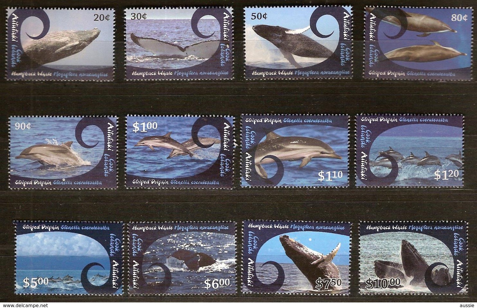 Aitutaki 2012 Yvertn° 643-654 *** MNH Cote 60 Euro Faune Baleines Et Dauphins Walvissen Dolfijnen - Aitutaki