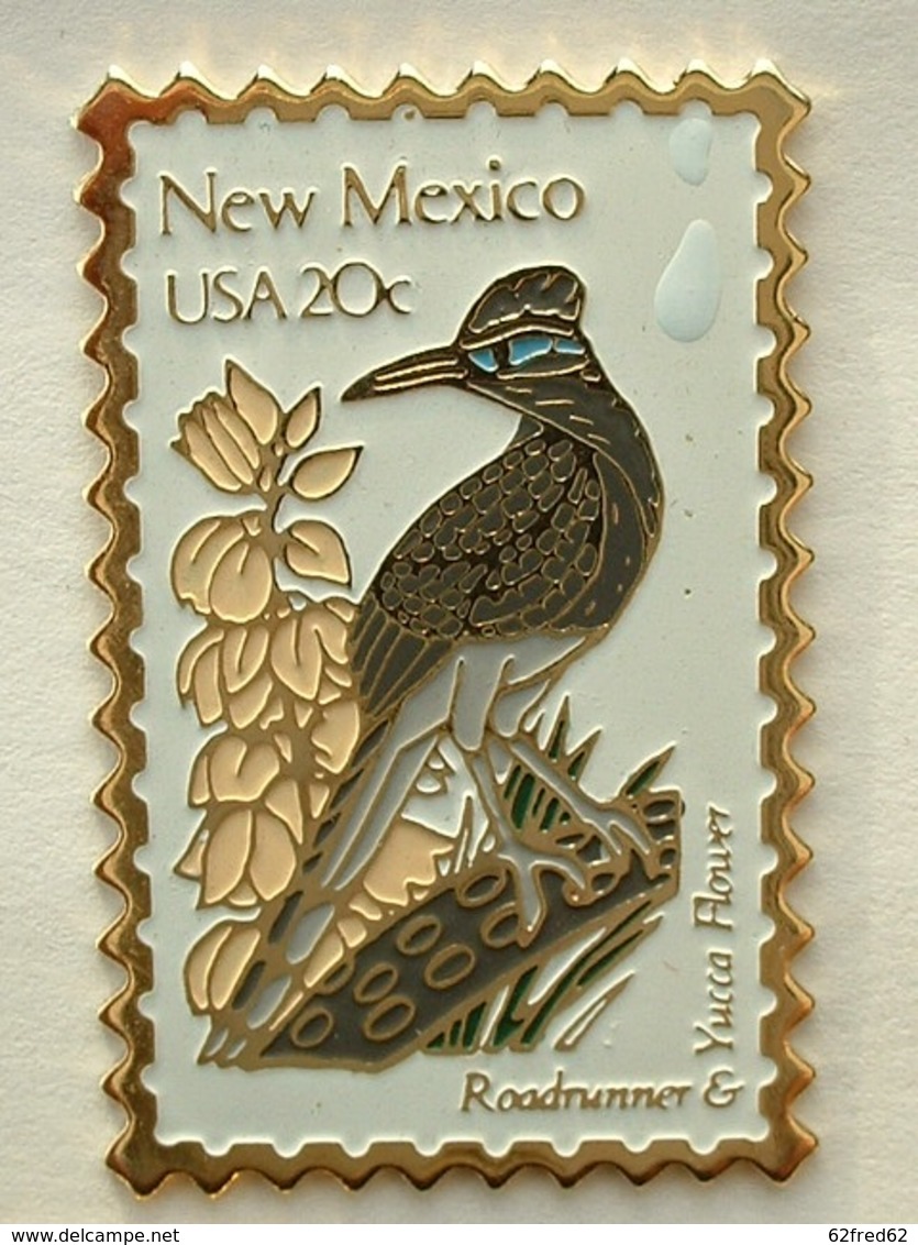 PIN'S TIMBRE - OISEAU - NEW MEXICO  USA 20c - Animaux