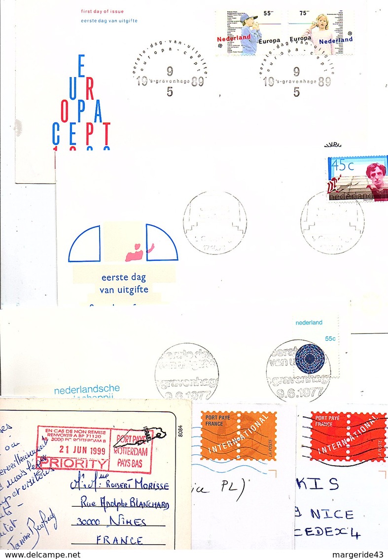 PAYS BAS NEDERLAND MARCOPHILIE LOT DE LETTRES ET FDC DIVERSES  POIDS 148 GRAMMES - Vrac (max 999 Timbres)