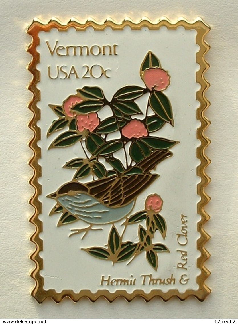 PIN'S TIMBRE - OISEAU - VERMONT  USA 20c - Animaux