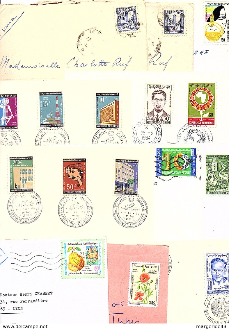 TUNISIE MARCOPHILIE LOT DE LETTRES DIVERSES PERIODES  POIDS 150 GRAMMES - Vrac (max 999 Timbres)