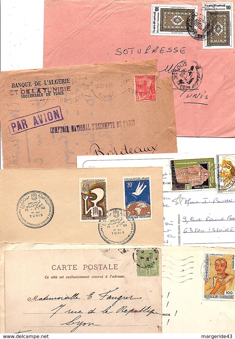 TUNISIE MARCOPHILIE LOT DE LETTRES DIVERSES PERIODES  POIDS 150 GRAMMES - Kilowaar (max. 999 Zegels)