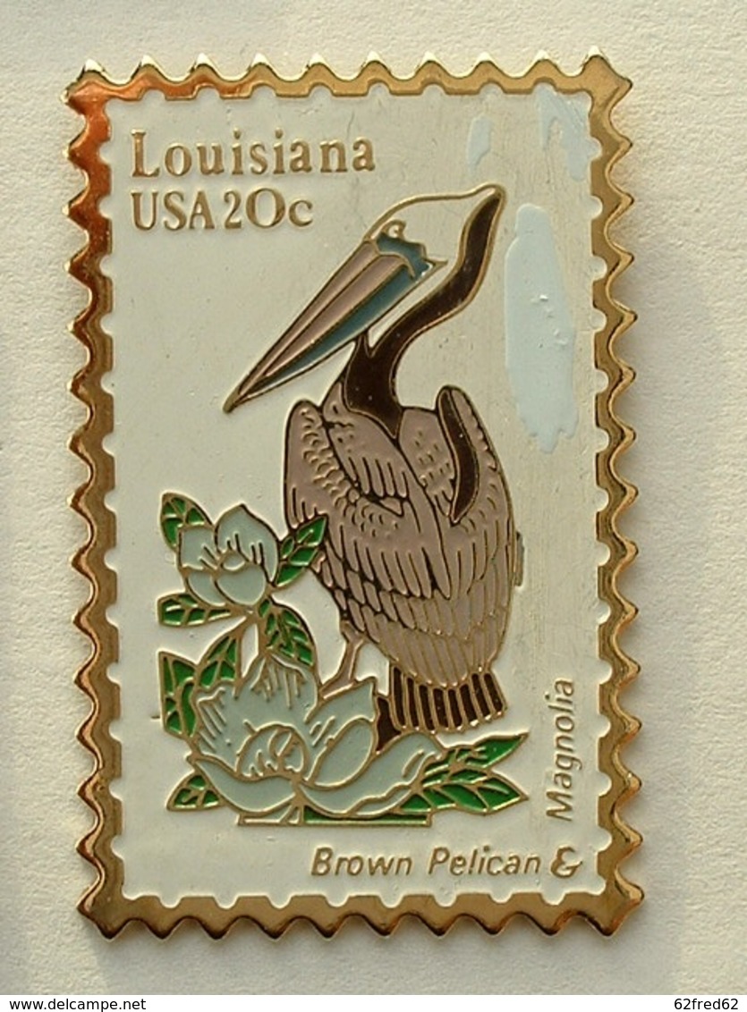 PIN'S TIMBRE - OISEAU - LOUISIANA USA 20c - Animals