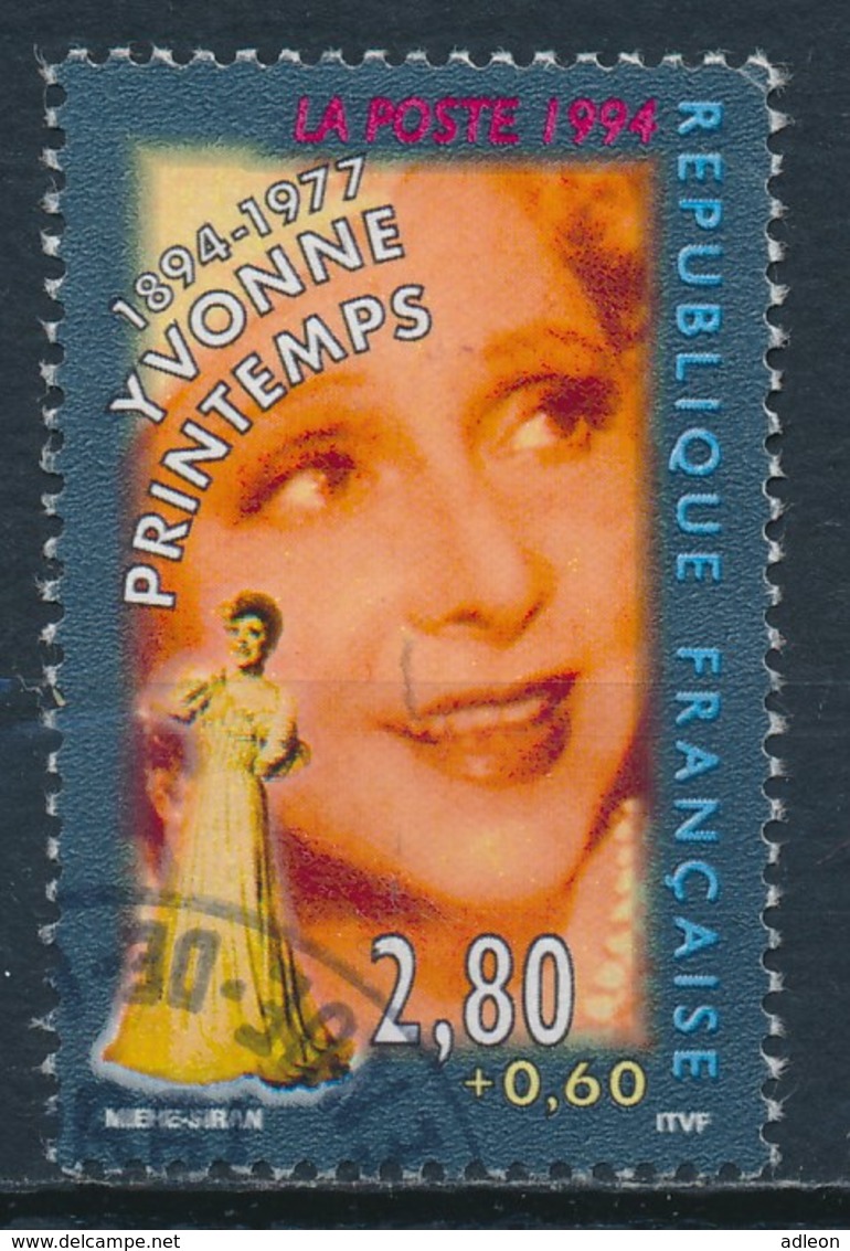 France -Personnages Célèbres 1994 - De La Scène à L'écran Yvonne Printemps YT 2897 Obl - Gebraucht