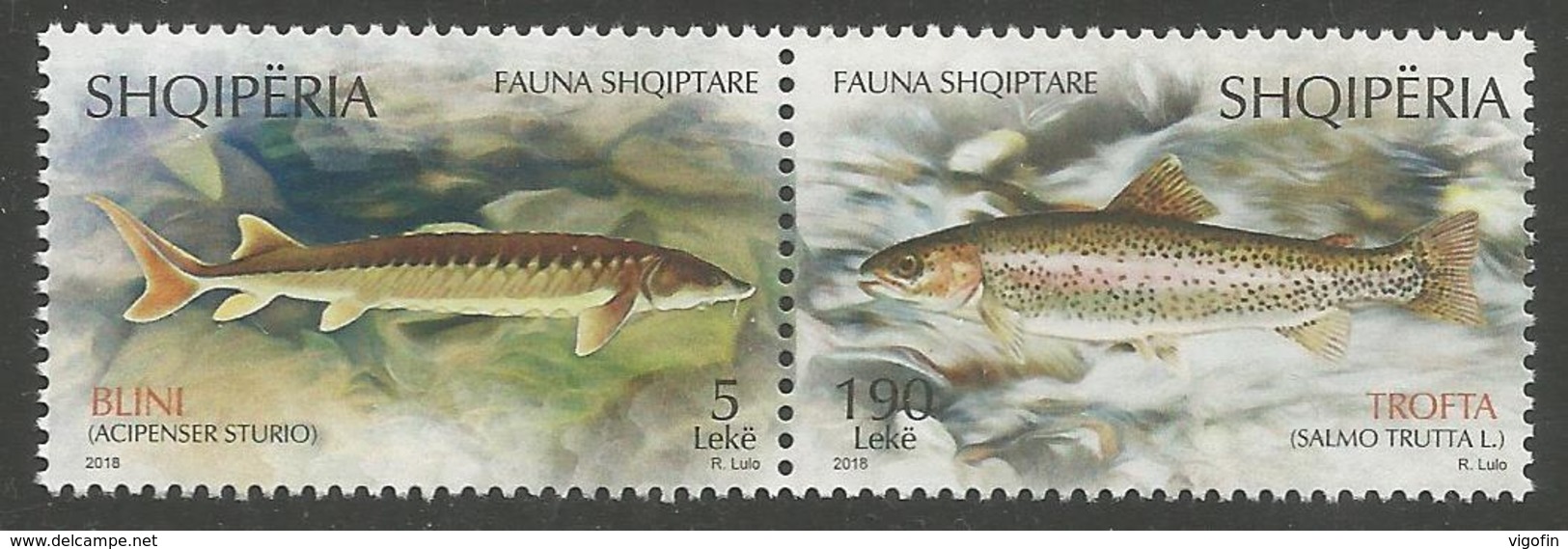 AL 2018-08 FAUNA FISH, ALBANIA, 1 X 2v, MNH - Albanie