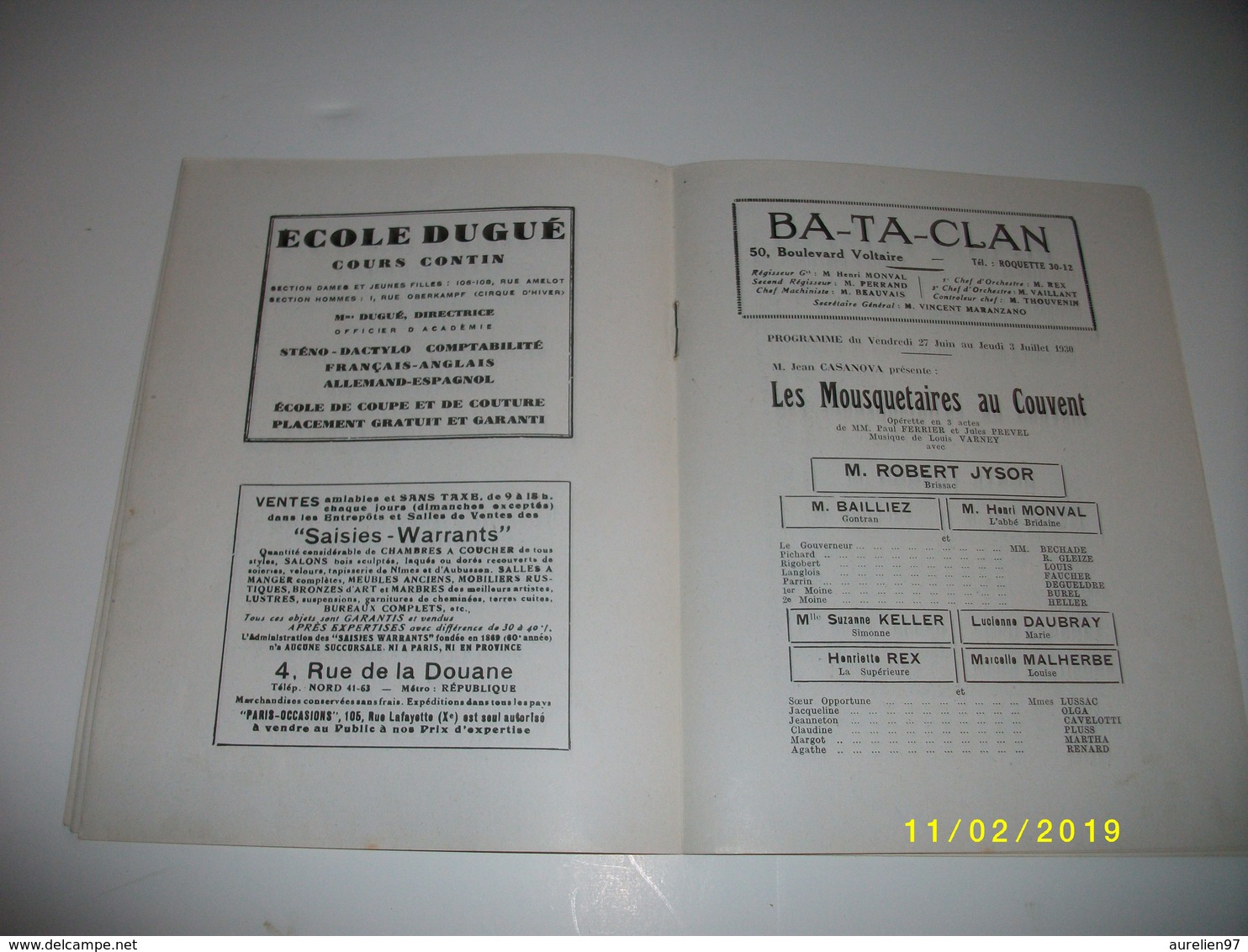 11 programmes du  BA-TA-CLAN