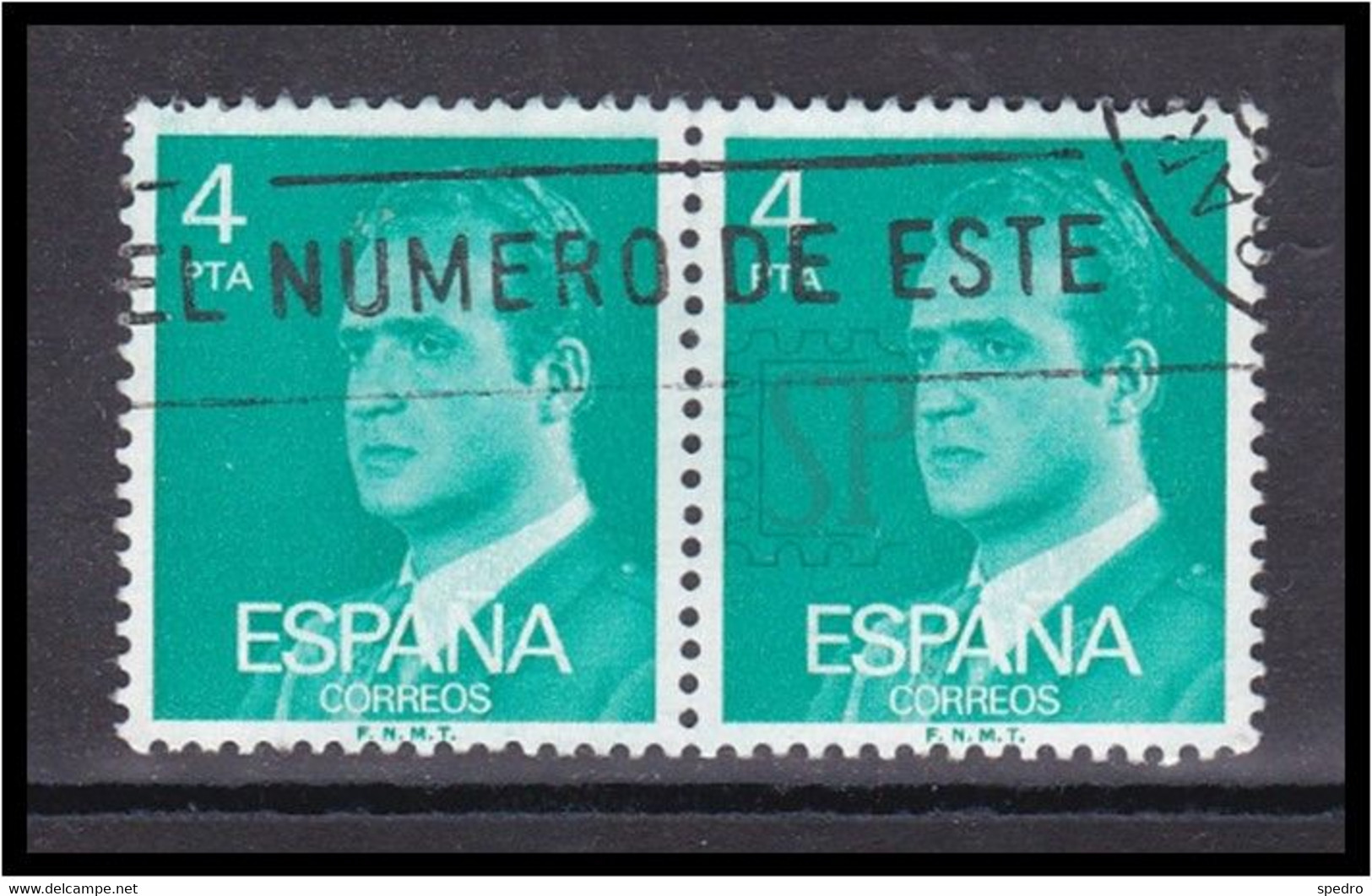 España 1977 Efigie Del Rey Juan Carlos I Azul Turquesa Edifil N.º 2391 Par Horizontal Usado - Usados