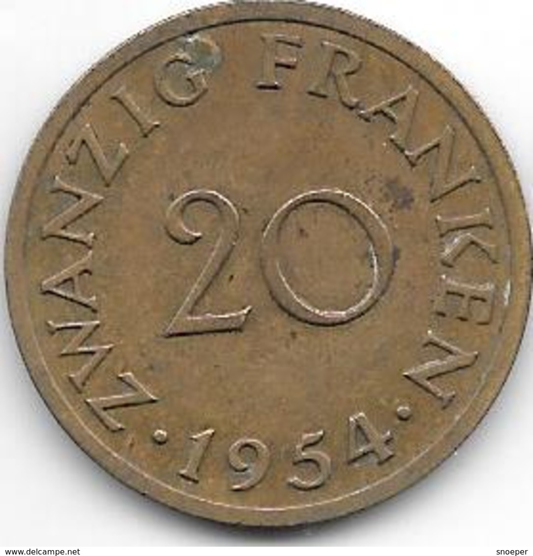 *Saarland 20 Franken 1954   Km 2 Xf - Otros & Sin Clasificación