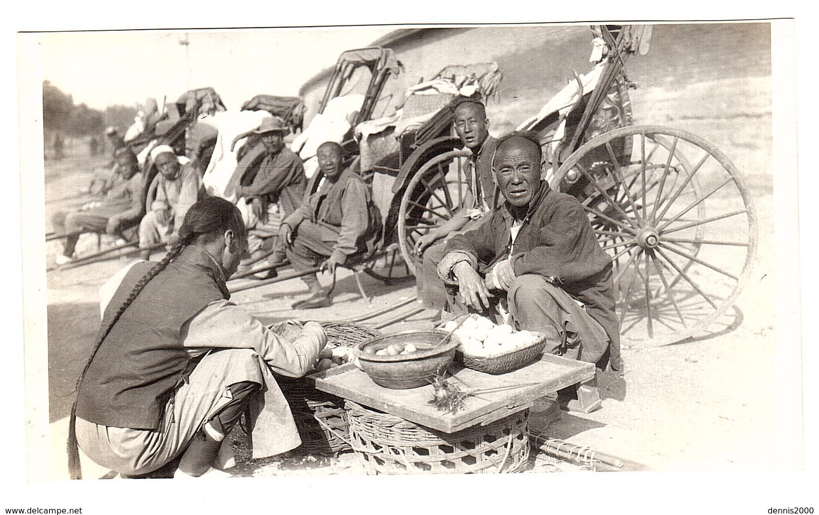 CHINE - CARTE PHOTO - PHOTO CARD - Marchands Ambulant - Conducteurs De Pousse Pousse - Sellers - Rickshaw Drivers - Chine