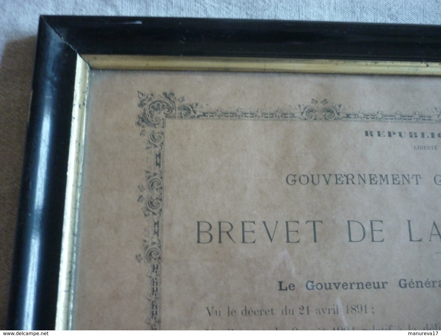 ANCIEN BREVET DE LANGUES ORIENTALES INDOCHINE 1906 ENCADRE - Diplômes & Bulletins Scolaires