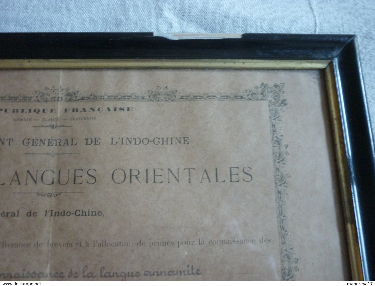 ANCIEN BREVET DE LANGUES ORIENTALES INDOCHINE 1906 ENCADRE - Diplômes & Bulletins Scolaires