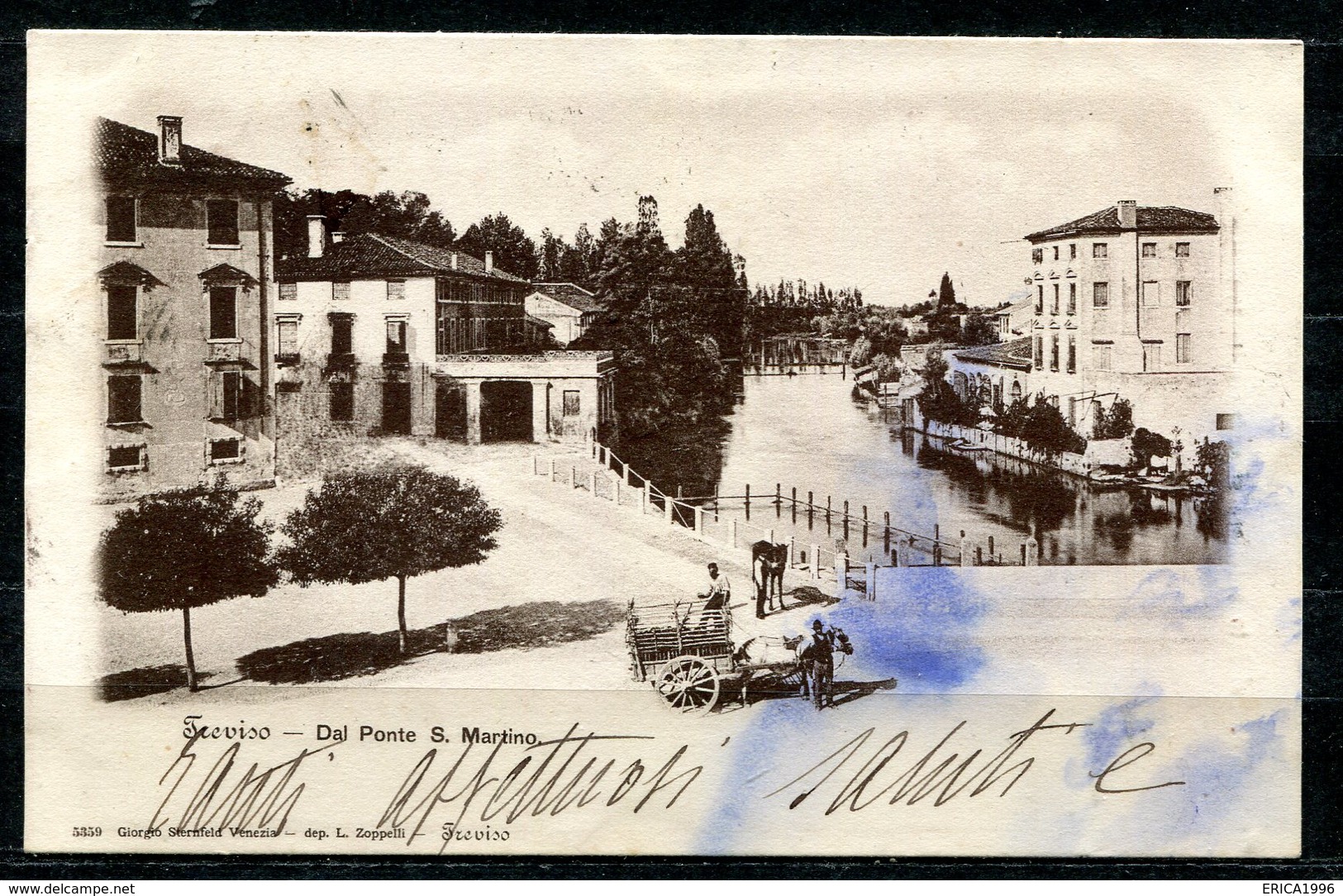 CARTOLINA CV2426 TREVISO (TV) Veduta Dal Ponte S. Martino, Formato Piccolo, Viaggiata 1898, Francobollo Asportato, Macch - Treviso