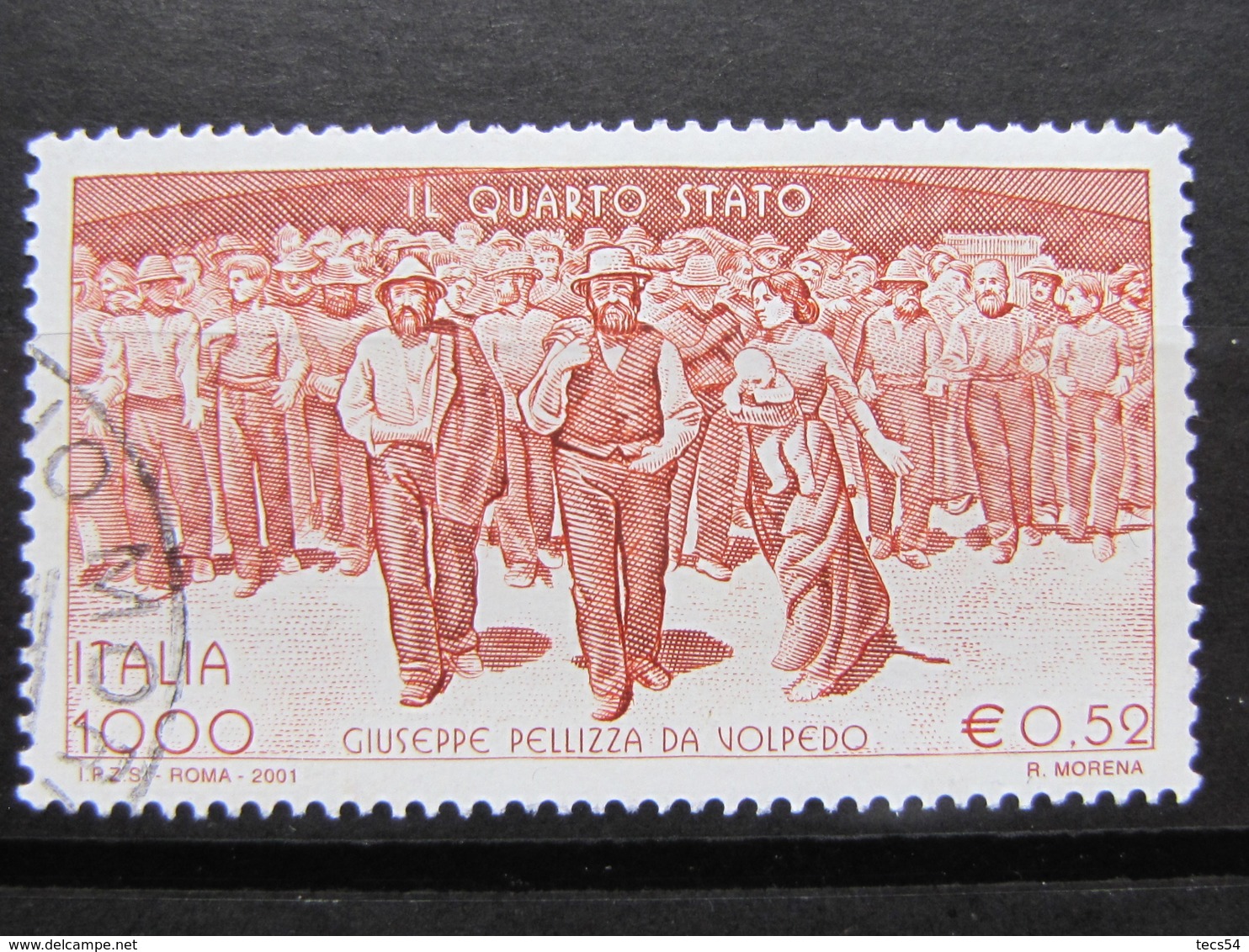 *ITALIA* USATI 2001 - QUARTO STATO PELLIZZA DA VOLPEDO - SASSONE 2563 - LUSSO/FIOR DI STAMPA - 2001-10: Usati