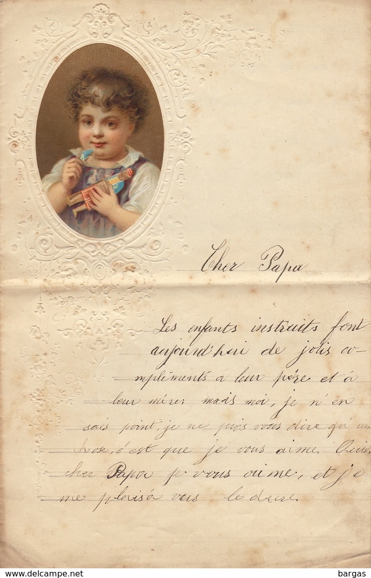 ENFANTINA Lettre Courrier D'enfant Avec Découpi Chromo Papier 1879 - Autres & Non Classés